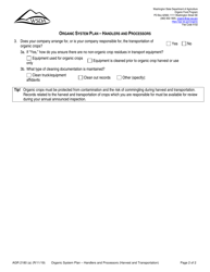 Form AGR2180 Section A Organic System Plan - Handlers and Processors (Harvest and Transportation of Organic Crops) - Washington, Page 2