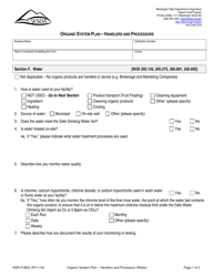 Form AGR2180 Section F Organic System Plan - Handlers and Processors (Water) - Washington