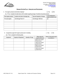 Form AGR2180 Section D Organic System Plan - Handlers and Processors (Packing) - Washington, Page 2