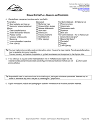 Form AGR2180 Section I Organic System Plan - Handlers and Processors (Pest Management) - Washington, Page 2