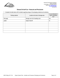 Form AGR2180 Section G Organic System Plan - Handlers and Processors (Packaging, Storage Containers, and Shipping Containers) - Washington, Page 2