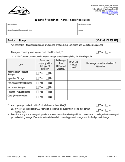 Form AGR2180 Section L  Printable Pdf