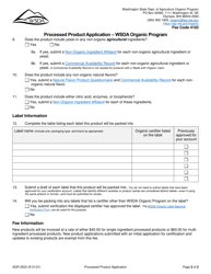 Form AGR2523 Processed Product Application - Wsda Organic Program - Washington, Page 2