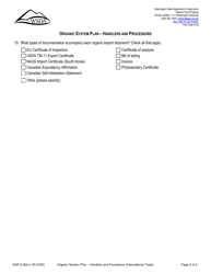 Form AGR2180 Section N Organic System Plan - Handlers and Processors (International Trade) - Washington, Page 3