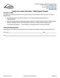 Form AGR2519 Facility and Location Information - Wsda Organic Program - Washington, Page 2