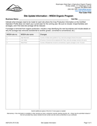 Document preview: Form AGR2516 Site Update Information - Wsda Organic Program - Washington