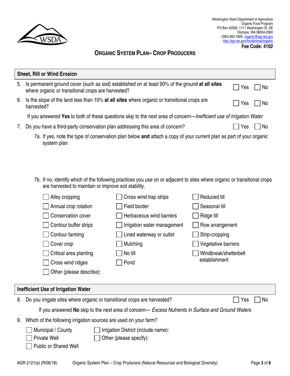 Form AGR2121 Section E Organic System Plan - Crop Producers (Natural Resources and Biological Diversity) - Washington, Page 3
