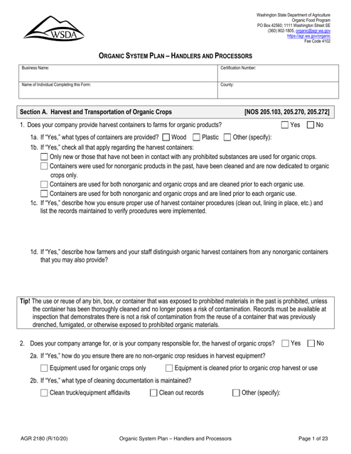 Form AGR2180  Printable Pdf