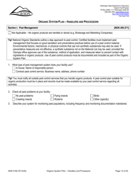 Form AGR2180 Organic System Plan - Handlers and Processors - Washington, Page 14