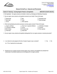 Form AGR2180 Organic System Plan - Handlers and Processors - Washington, Page 3