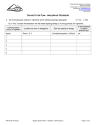 Form AGR2180 Organic System Plan - Handlers and Processors - Washington, Page 4