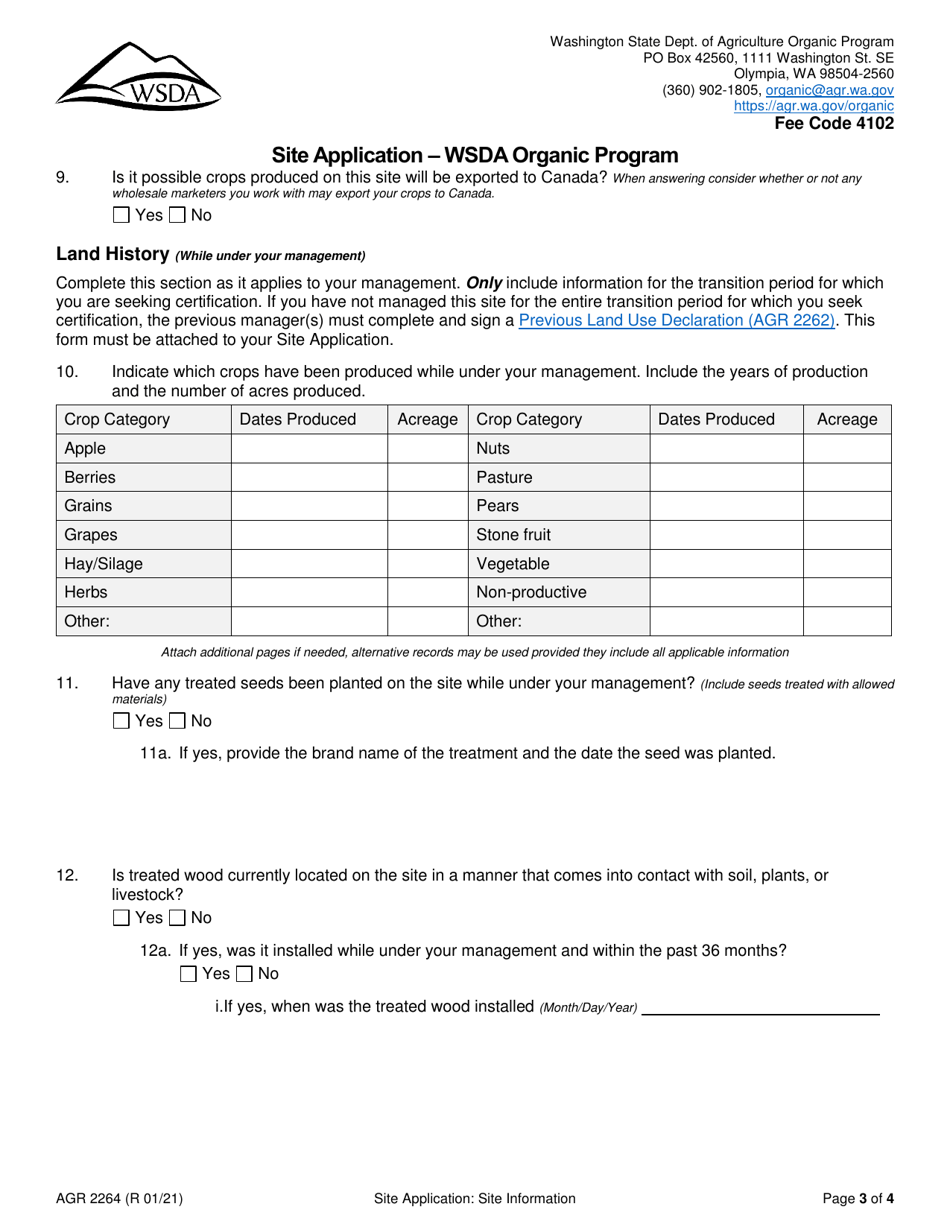 Form AGR2264 Download Printable PDF or Fill Online Site Application