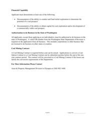 Application for a Coal Option Contract on State Uplands - Washington, Page 4