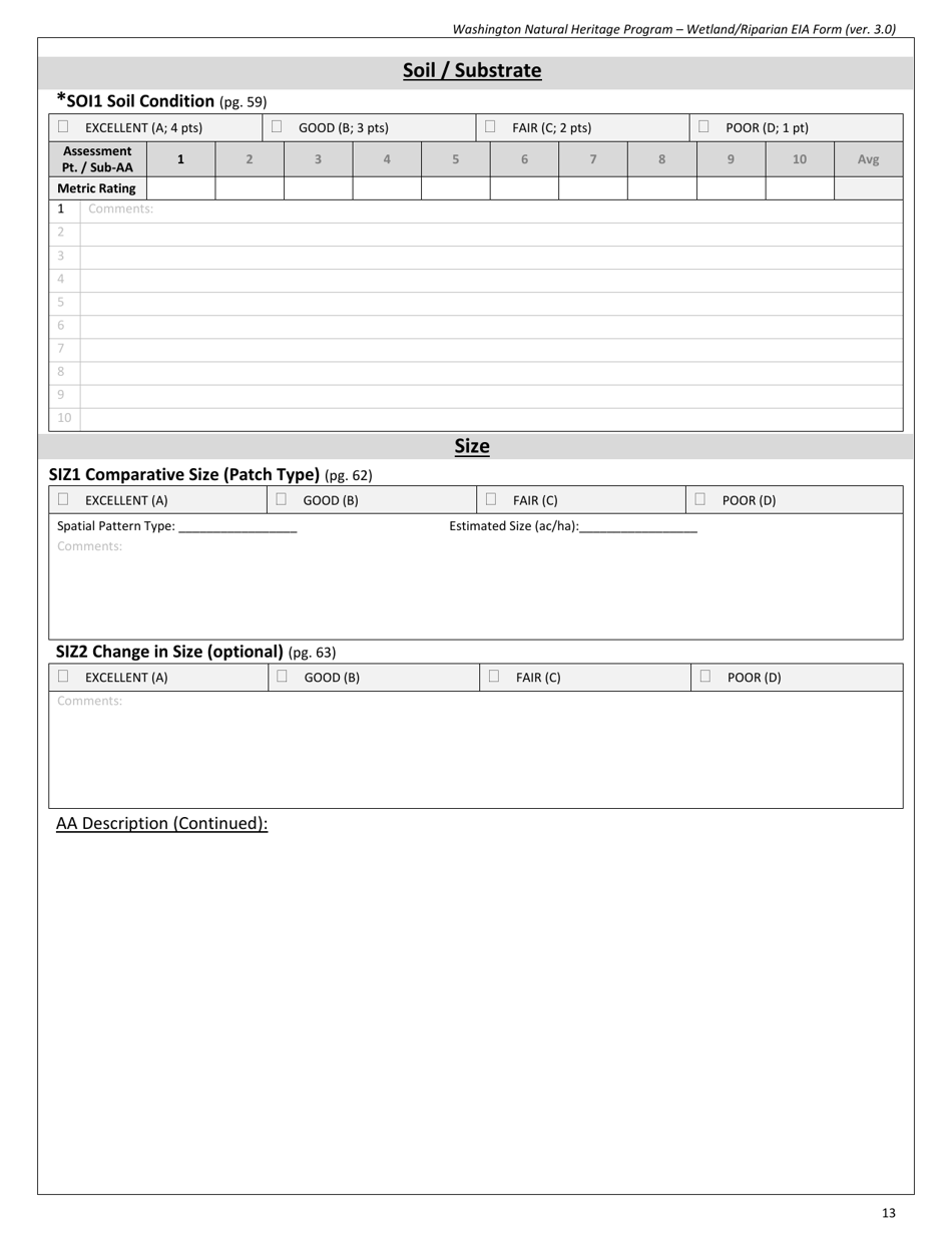 Wetland / Riparian Eia Form - Washington Natural Heritage Program - Washington, Page 13
