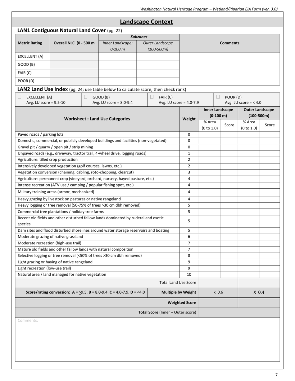 Wetland / Riparian Eia Form - Washington Natural Heritage Program - Washington, Page 7