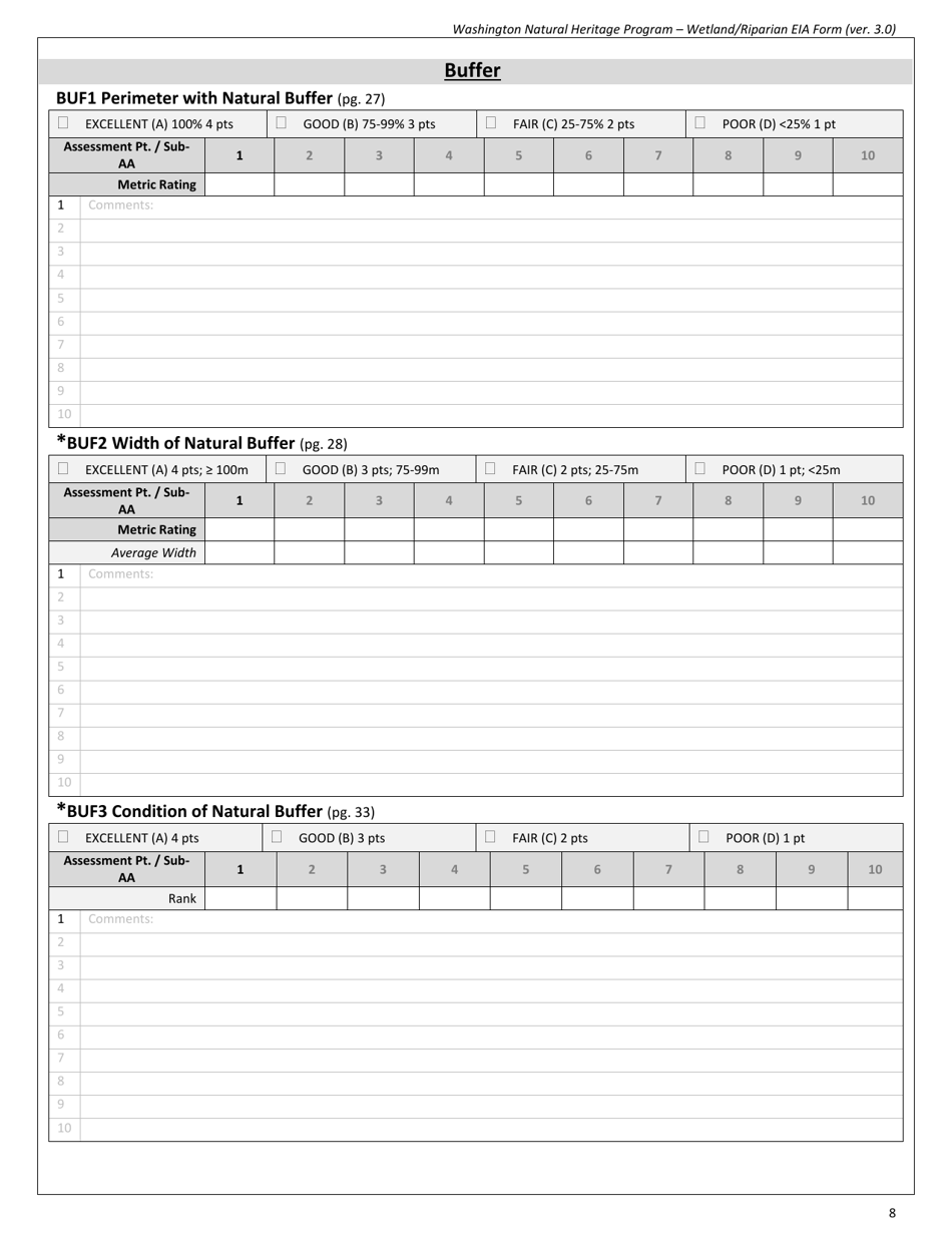 Wetland / Riparian Eia Form - Washington Natural Heritage Program - Washington, Page 8