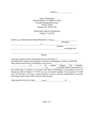 Document preview: Commercial Applicator Surety Bond Form - Washington