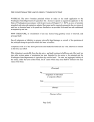 Commercial Applicator Surety Bond Form - Washington, Page 2