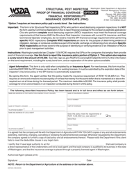 Form AGR640-4189 &quot;Structural Pest Inspector Financial Responsibility Insurance Certificate - Option 3&quot; - Washington