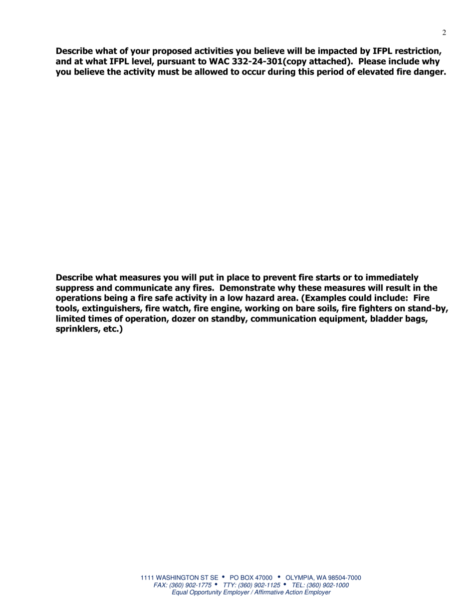 Request for Waiver - Washington, Page 2