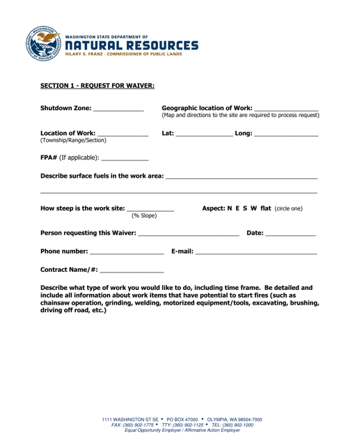 Request for Waiver - Washington Download Pdf