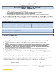 Document preview: Form 032-08-0094-01-ENG Renewal Application for a License to Operate a Family Day Home (Fdh) - Virginia