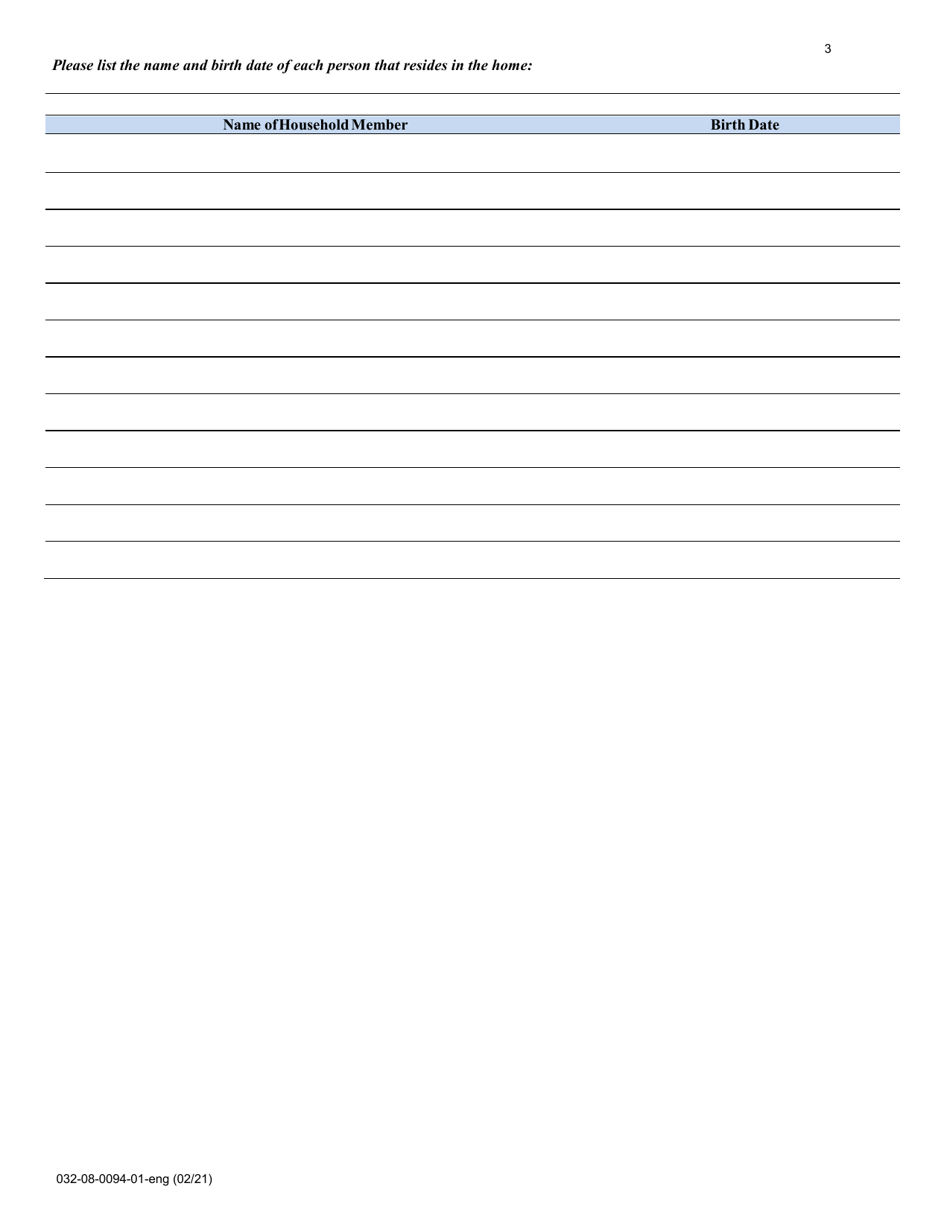 Form 032-08-0094-01-ENG Renewal Application for a License to Operate a Family Day Home (Fdh) - Virginia, Page 3