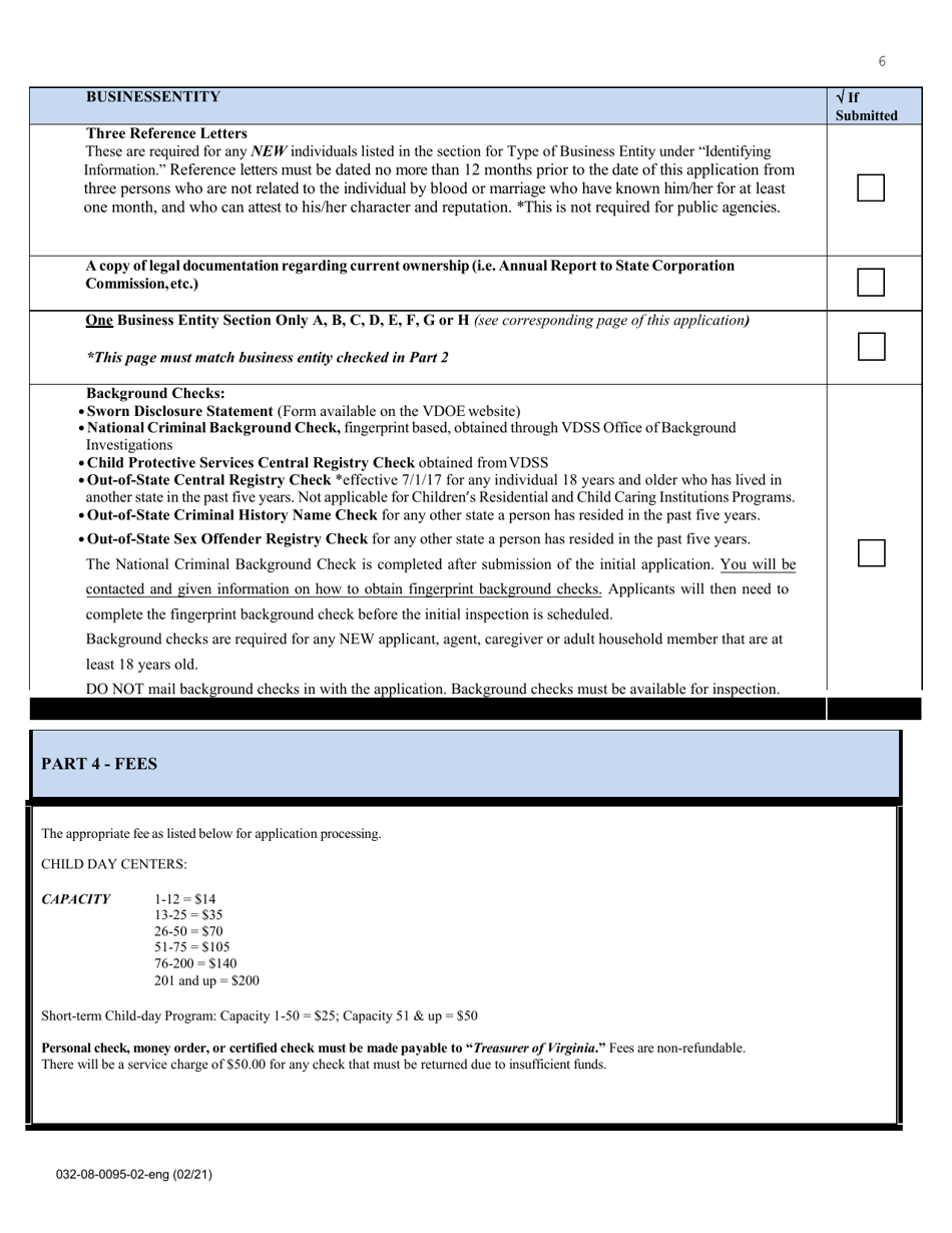 Form 032-08-0095-02-ENG Renewal Application for a License to Operate a Child Day Center (CDC) - Virginia, Page 6