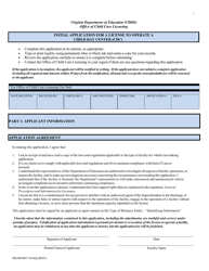 Document preview: Form 032-05-0431-12-ENG Initial Application for a License to Operate a Child Day Center (CDC) - Virginia
