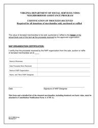 Document preview: Form 032-27-0008-03-ENG Certification or Proceeds Received - Neighborhood Assistance Program - Virginia