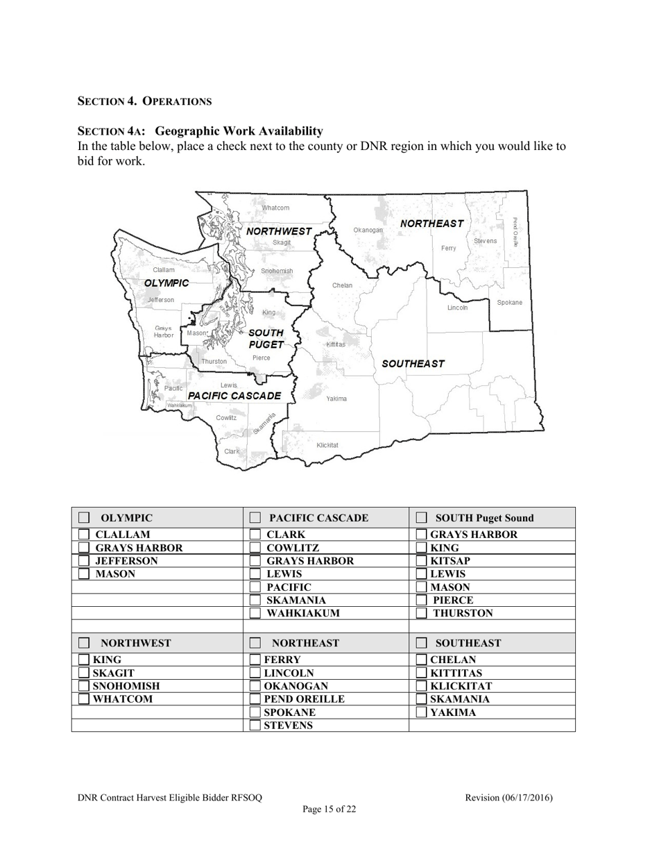 Contract Harvest Eligible Bidder Request for Statement of Qualifications (Rfsoq) - Washington, Page 15