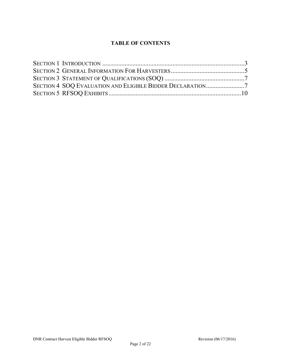 Contract Harvest Eligible Bidder Request for Statement of Qualifications (Rfsoq) - Washington, Page 2
