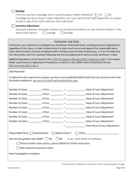 Form AGR-2279 Commodity Loss/Adjustment Report for Subcontractors - the Emergency Food Assistance Program (Tefap) - Washington, Page 2