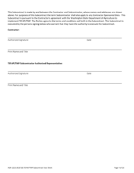 Form AGR-2215 The Emergency Food Assistance Program (Tefap) and Trade Mitigation Program (Tmp) Subcontract - Washington, Page 4