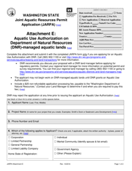 Document preview: Attachment E Aquatic Use Authorization on Department of Natural Resources (DNR)-managed Aquatic Lands - Washington