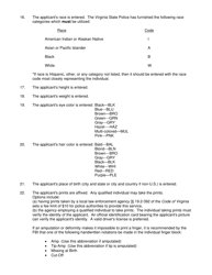 Instructions for Form 032-16-0001-00-ENG Fingerprint Card - Virginia, Page 2