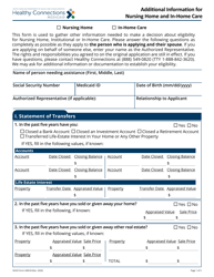 Document preview: DHHS Form 3400-B Additional Information for Nursing Home and in-Home Care - South Carolina