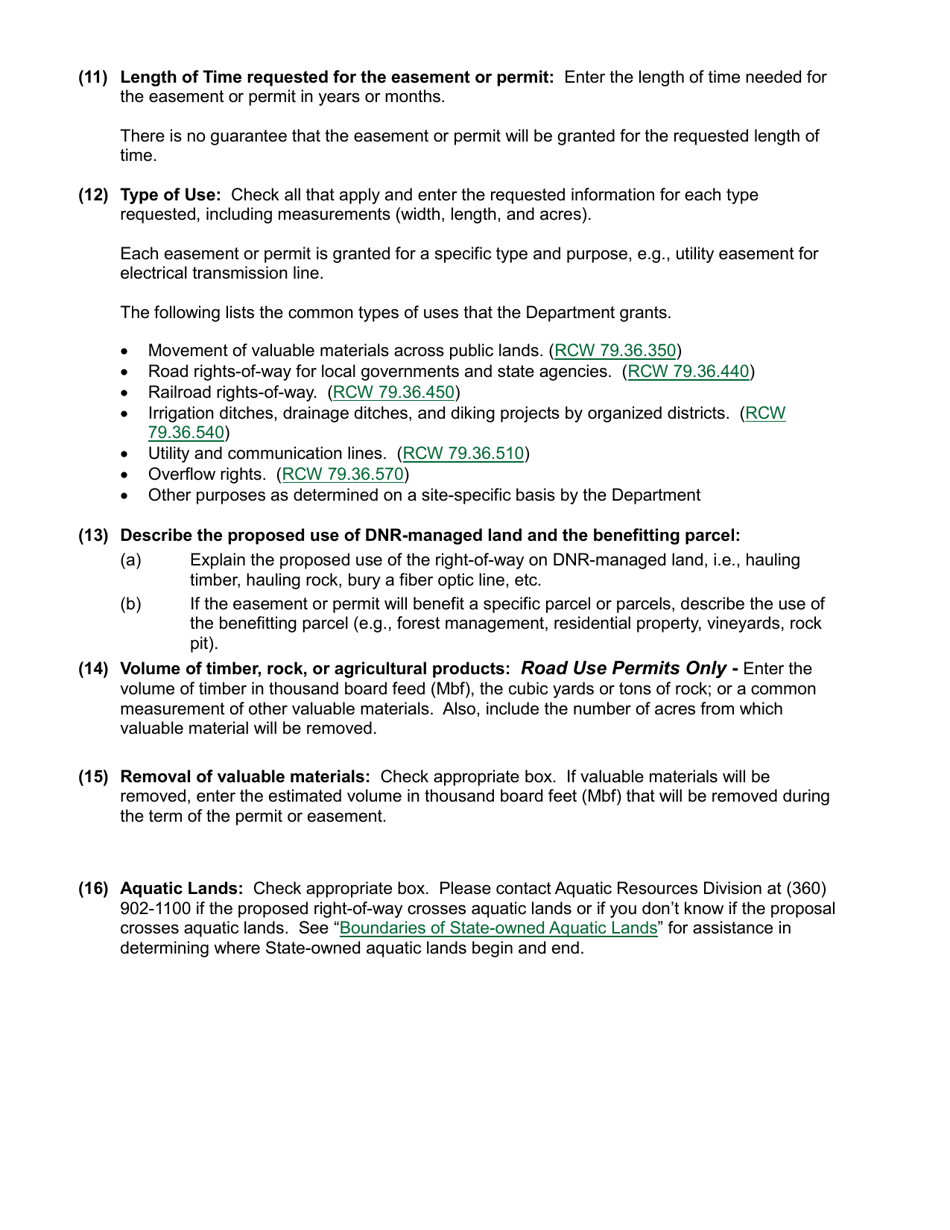 Instructions for Right-Of-Way Application - Washington, Page 4