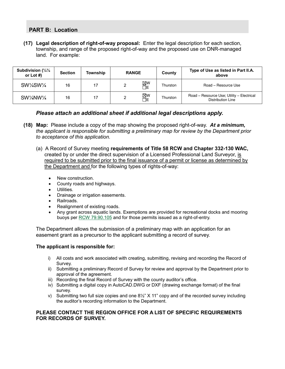 Instructions for Right-Of-Way Application - Washington, Page 5