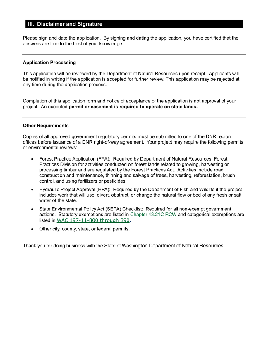 Instructions for Right-Of-Way Application - Washington, Page 7