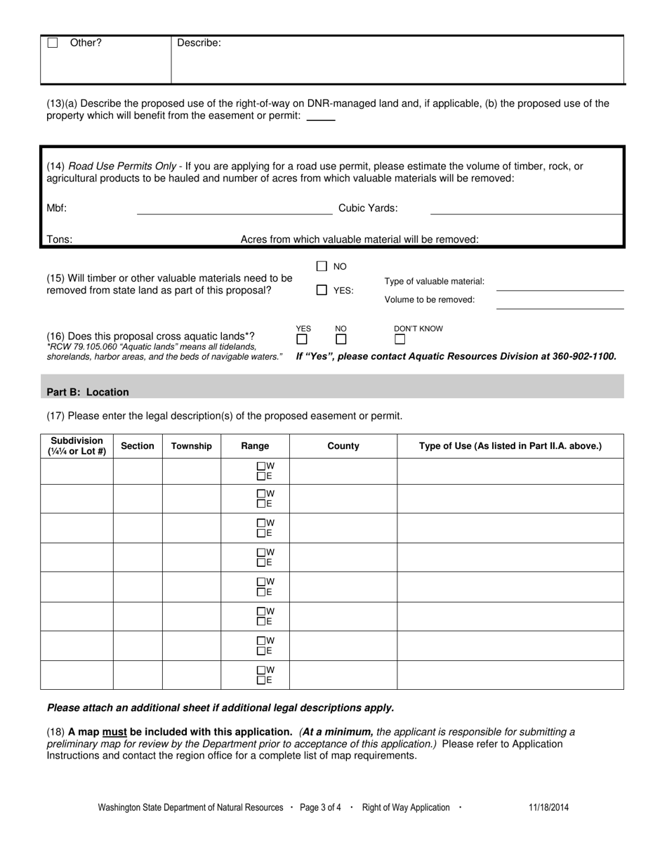 Right-Of-Way Application - Washington, Page 3