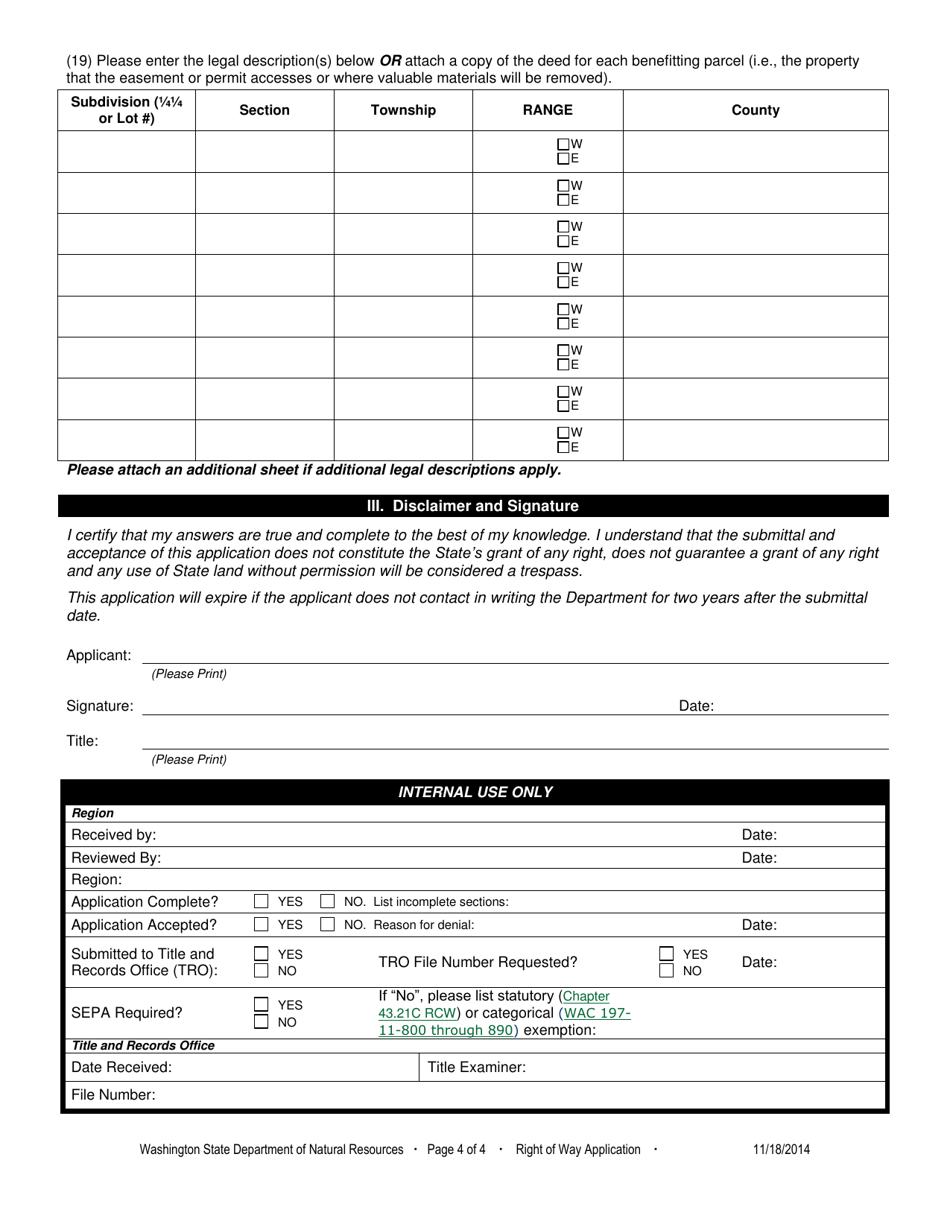 Right-Of-Way Application - Washington, Page 4