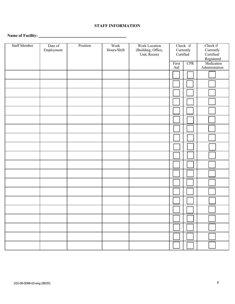 Form 032-08-0098-02-ENG Initial Application for a License to Operate a Childrens Residential Facility (Crf) - Virginia, Page 8