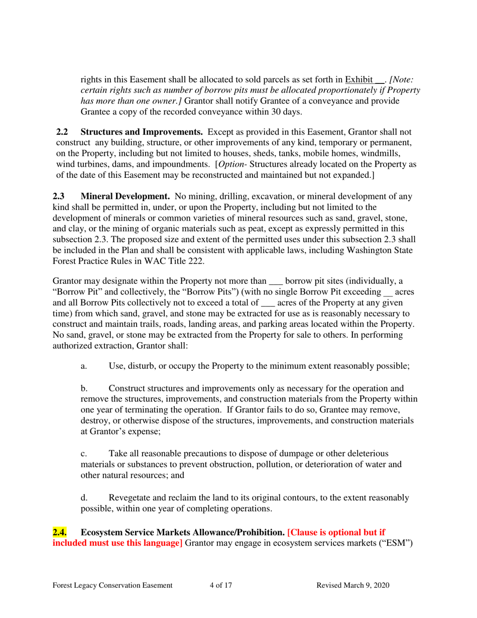 Forest Legacy Conservation Easement Deed - Washington, Page 4
