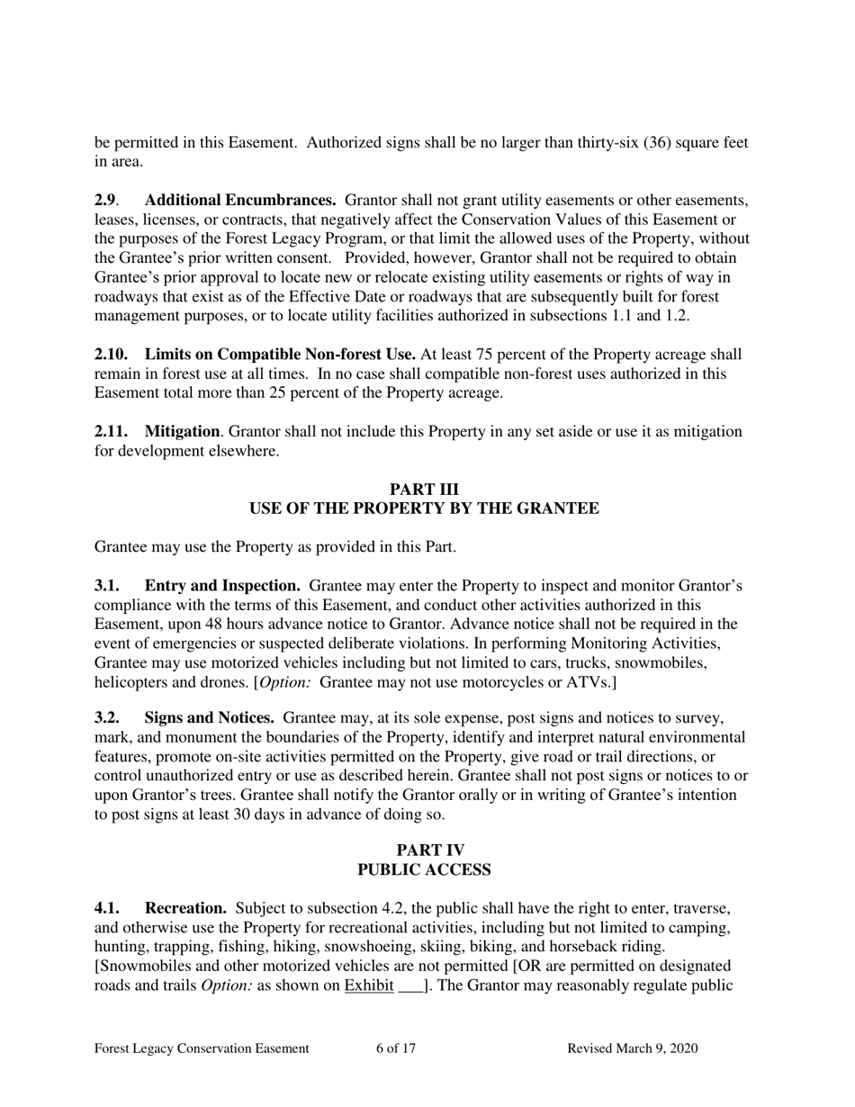 Forest Legacy Conservation Easement Deed - Washington, Page 6