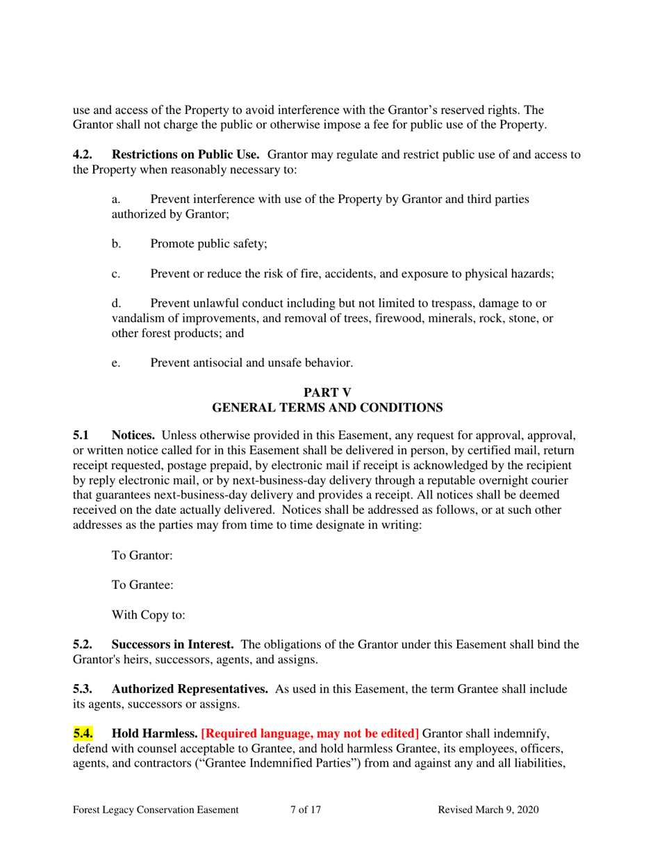 Forest Legacy Conservation Easement Deed - Washington, Page 7