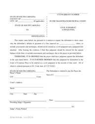 Form SCCA/516(B) &quot;Civil Judgment (Unpaid Fine Converted to Civil Judgment)&quot; - South Carolina
