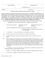 Form SCCA/507A &quot;Checklist for Magistrates and Municipal Judges&quot; - South Carolina