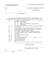 Document preview: Magistrate's/Municipal's Return of Criminal Appeal - South Carolina