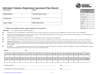 Individual Volunteer Registration Agreement/Time Record - Washington